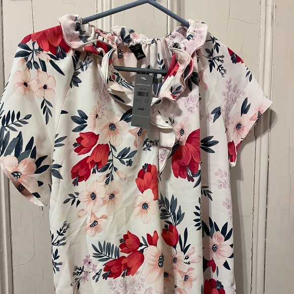 Ann Taylor MP Floral Ruffle Top Blouse - Picture 1 of 4